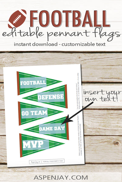 Editable Football Pennant Flags