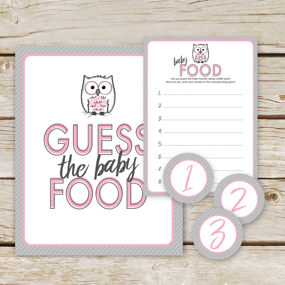 Pink Owl Guess the Baby Food