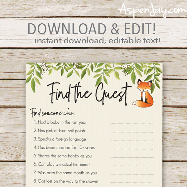 fox-baby-shower-game-find-the-guest-aspenjay for Find The Guest Game Free Printable Fox Baby Shower Game - Find the Guest – AspenJay for Find The Guest Game Free Printable