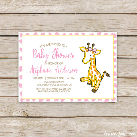 Giraffe Baby Shower Invites