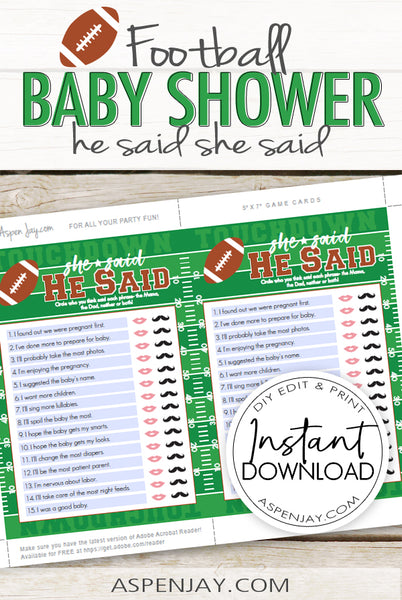 8 Football Baby Shower Games Package