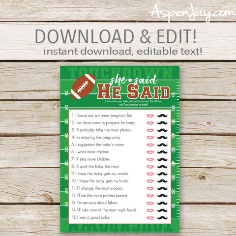 Football He Said She Said - editable text