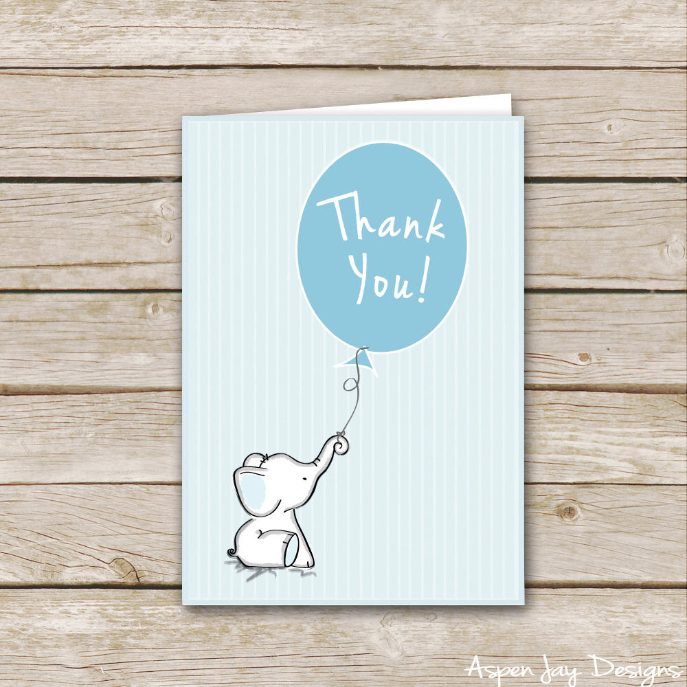 Blue Elephant Thank You Cards