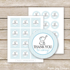Blue Elephant Thank You Tags
