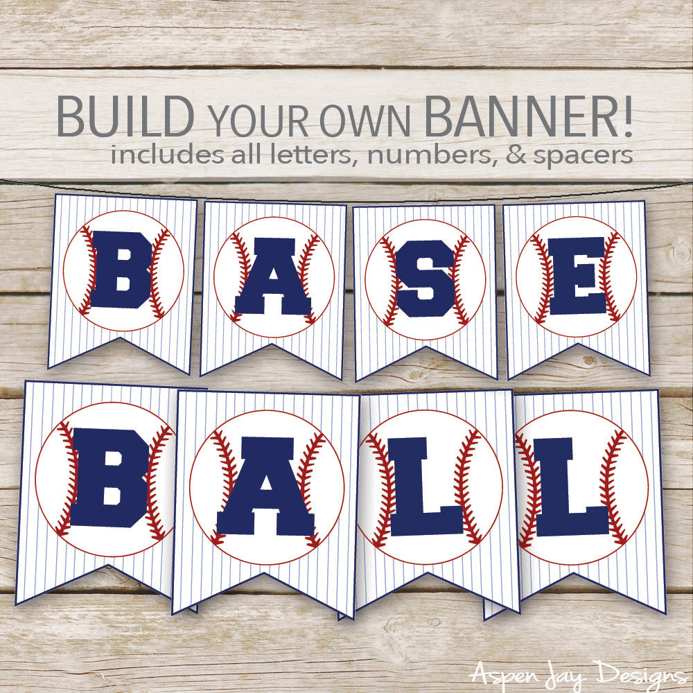 Baseball Banner - ALL Letters & Numbers – AspenJay for Free Printable Letters And Numbers For Banners