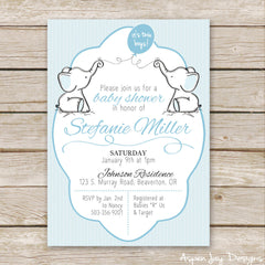 Twin Elephant Baby Shower Invites
