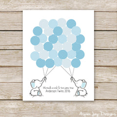 TWIN Blue Elephant Guest Book