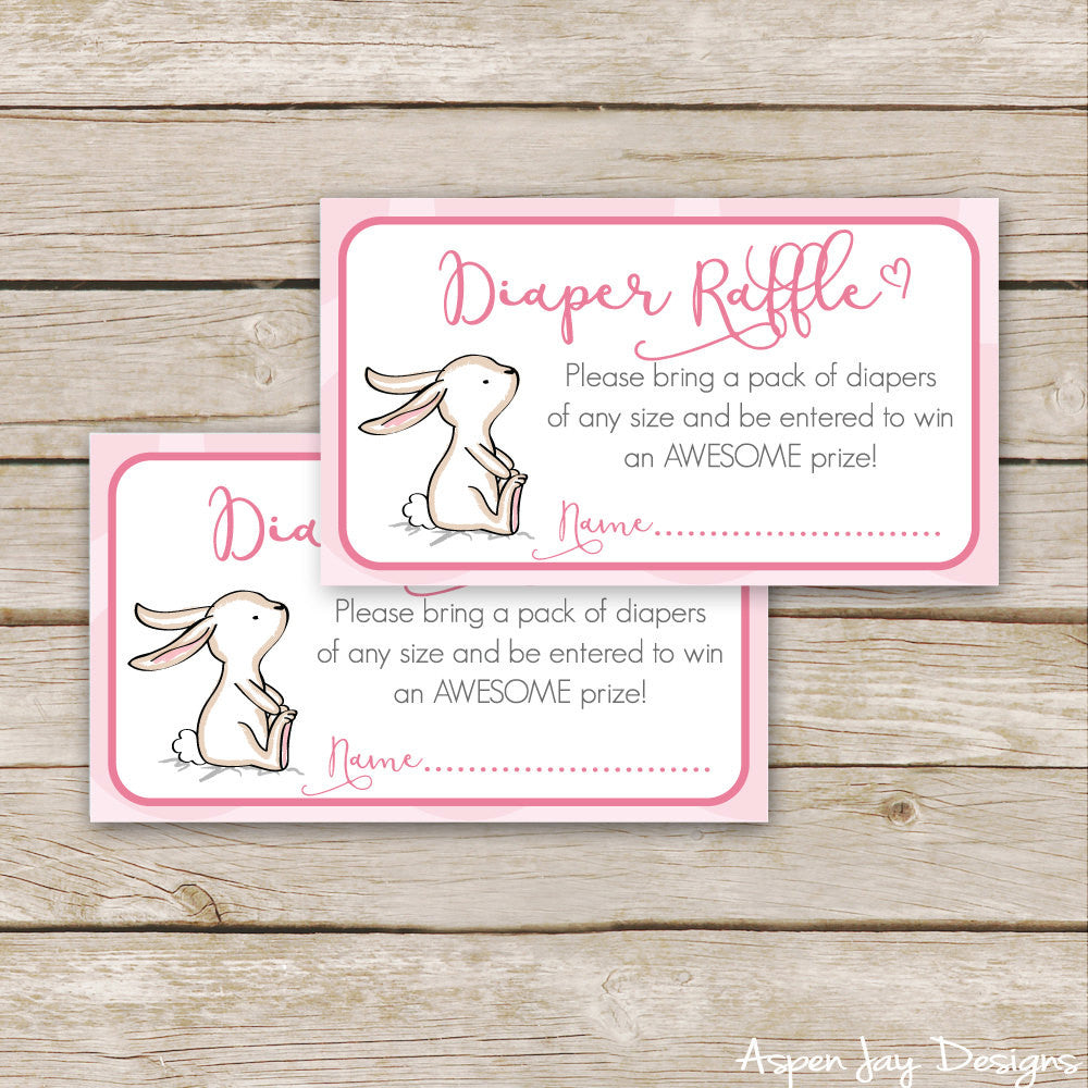 Pink Bunny Diaper Raffle Tickets & Sign