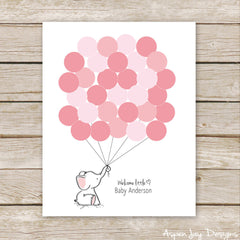 Pink Elephant Balloon Guest Book