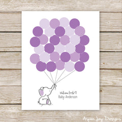 Purple Elephant Balloon Guest Book