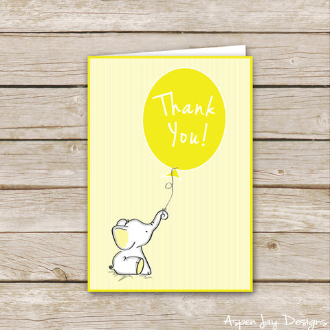 Yellow Elephant Thank You Cards