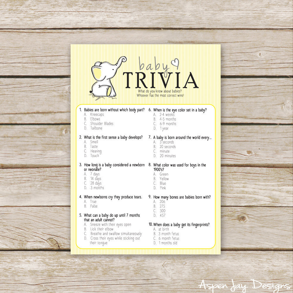 Yellow Elephant Baby Trivia