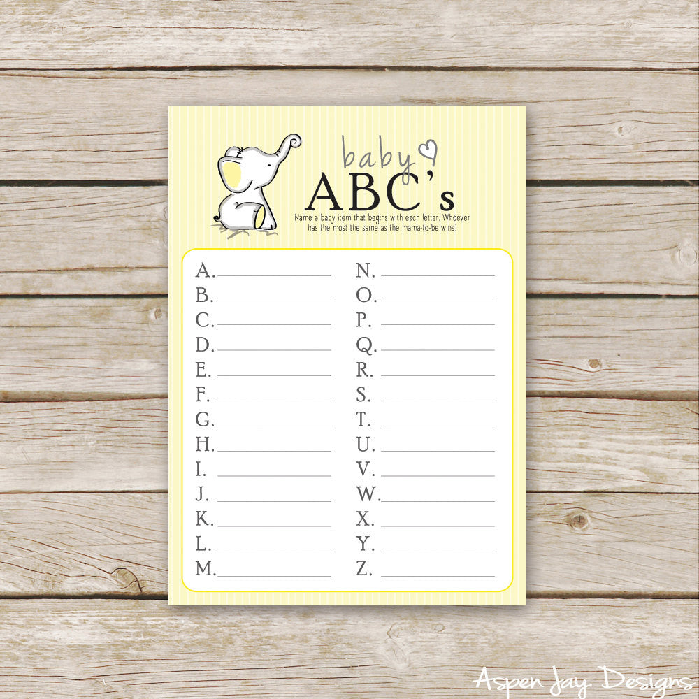 Yellow Elephant Baby ABC's
