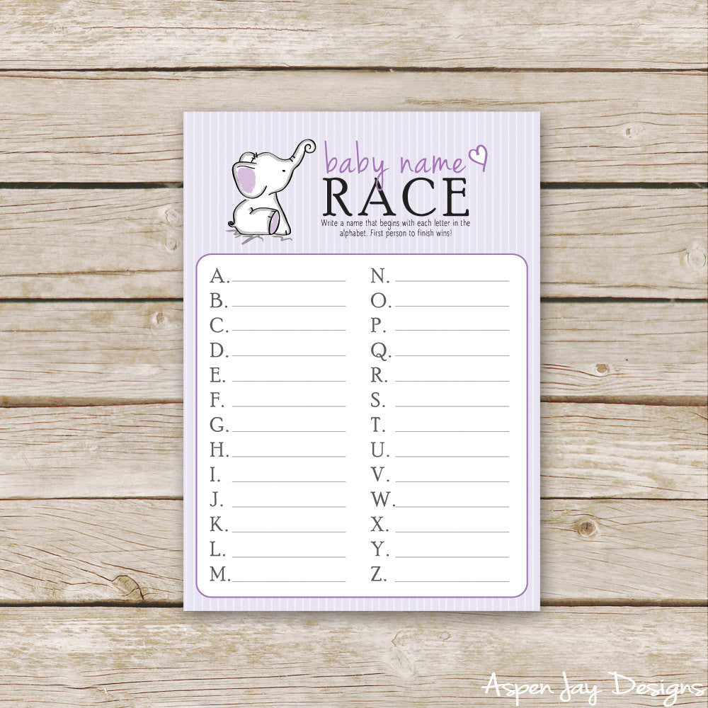 Purple Elephant Baby Name Race