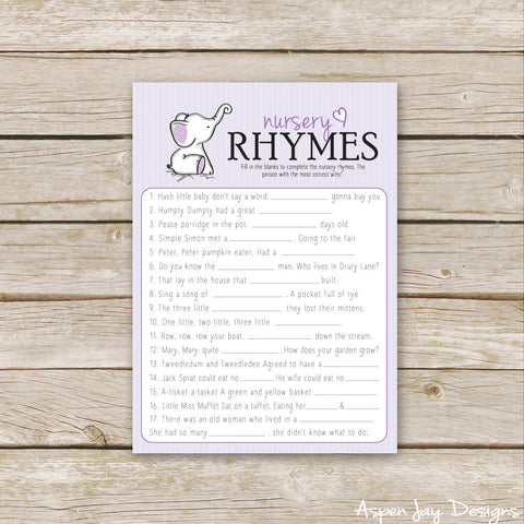 Purple Elephant Nursery Rhymes