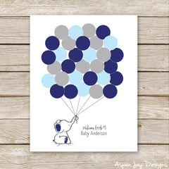 Navy Elephant Balloon Guest Book