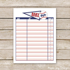Baseball Baby Shower Gift List