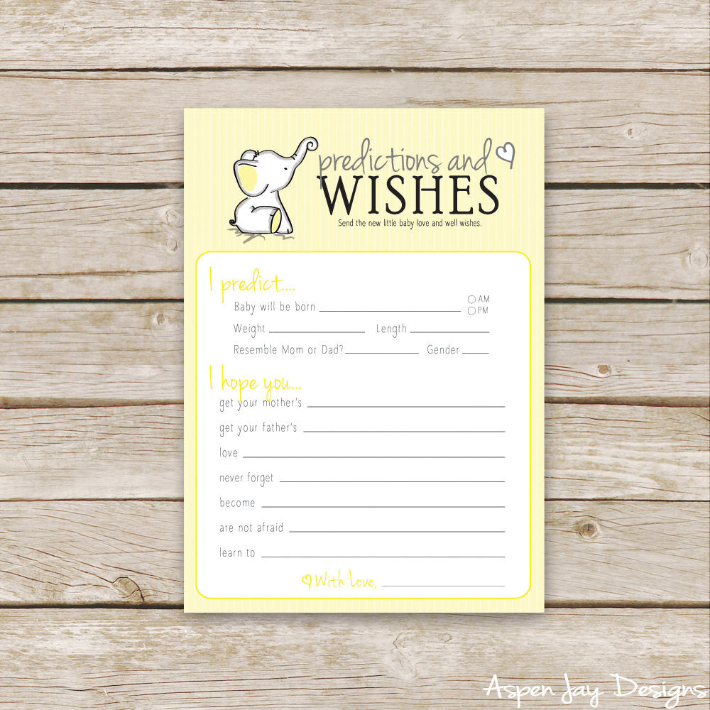 Yellow Elephant Predictions & Wishes for Baby