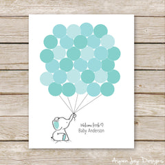 Turquoise Elephant Balloon Guest Book