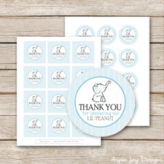 Blue Elephant Shower Favor Tags