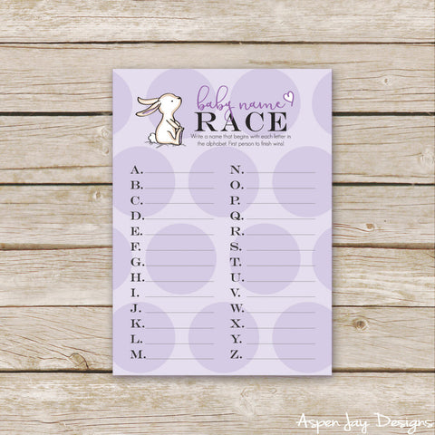 Purple Bunny Name Race Game
