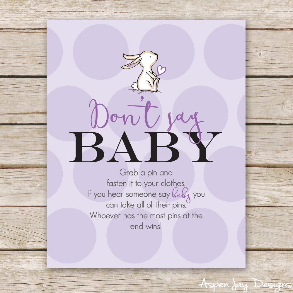 Purple Bunny Don't Say Baby Sign