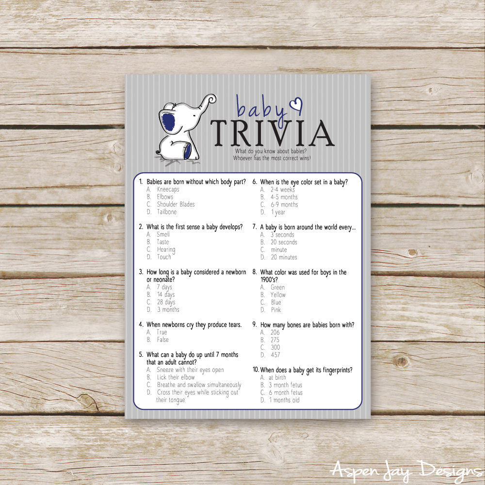 Navy Elephant Baby Trivia