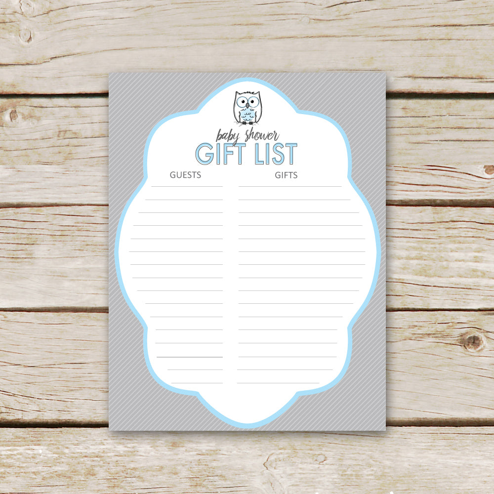 Blue Owl Baby Shower Gift List