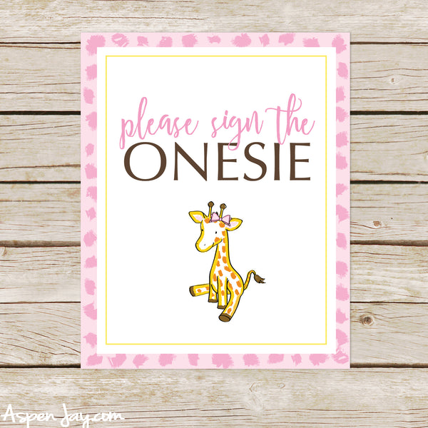 Giraffe Decorate a Onesie Sign