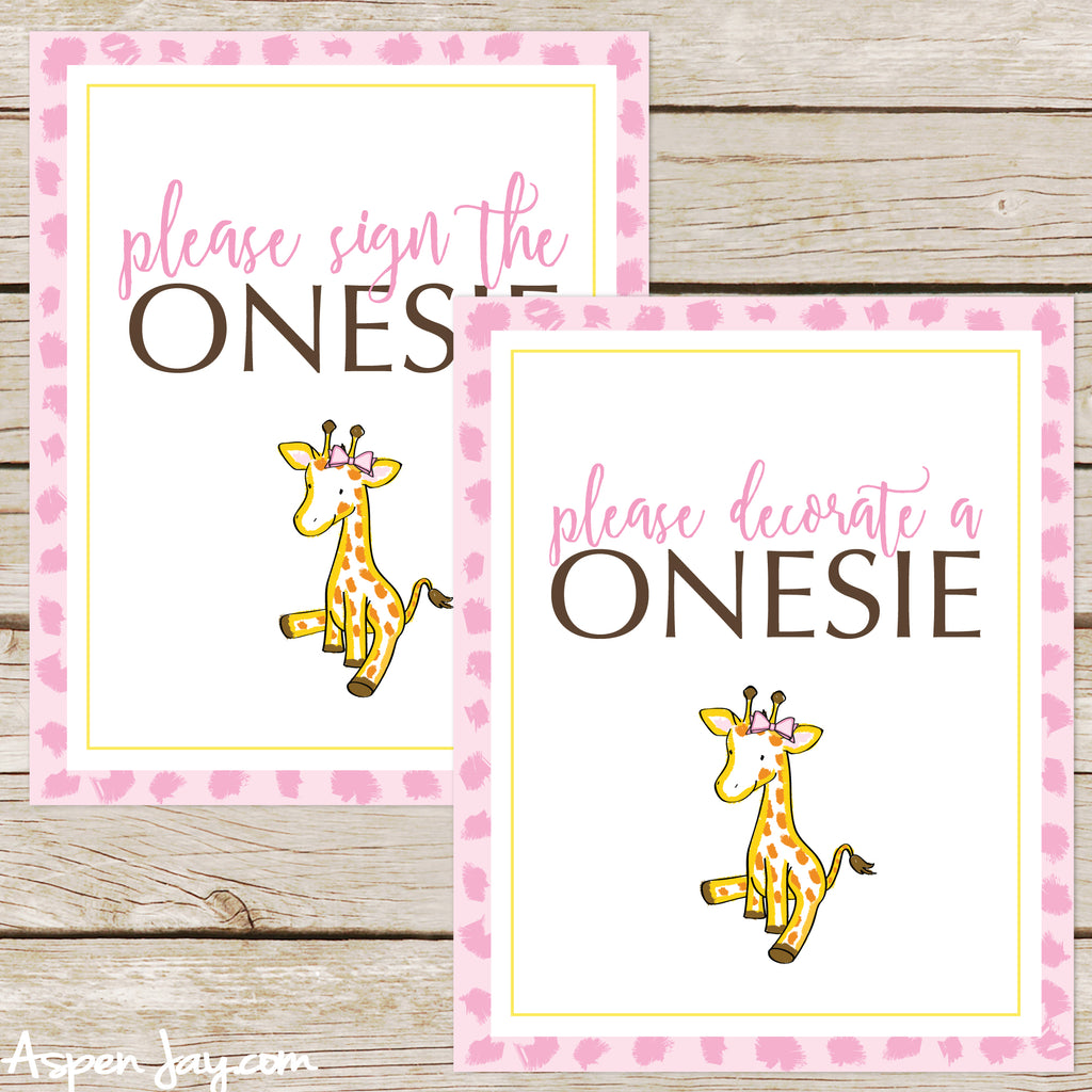 Giraffe Decorate a Onesie Sign