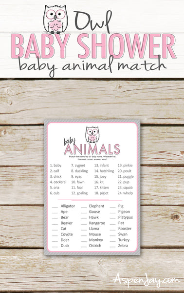 Pink Owl Baby Animal Names