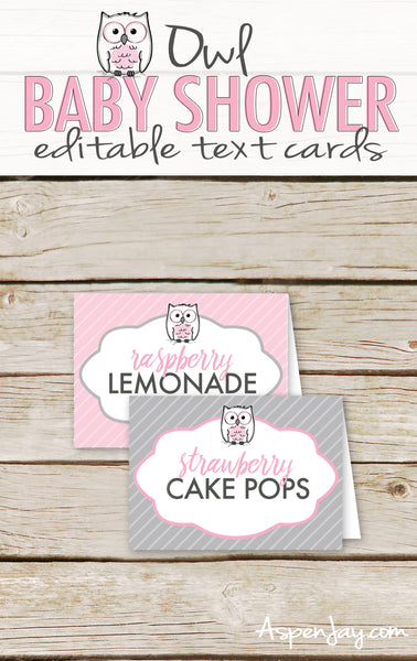 Editable Pink Owl Party Labels