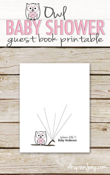 Pink Owl Balloon Guest Book