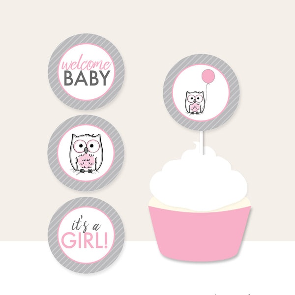 Pink Owl Cupcake Toppers
