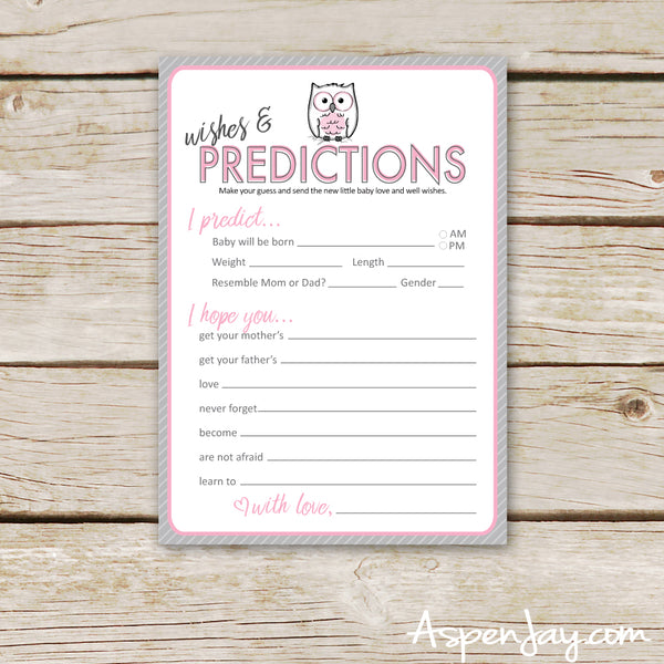 Pink Owl Predictions & Wishes for Baby