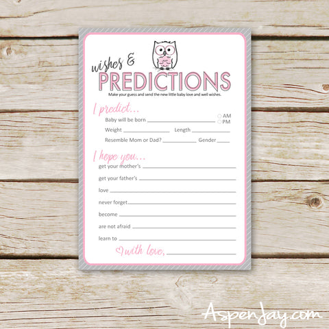 Pink Owl Predictions & Wishes for Baby