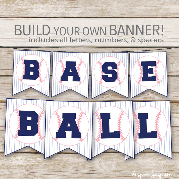 PINK Baseball Banner - ALL Letters & Numbers