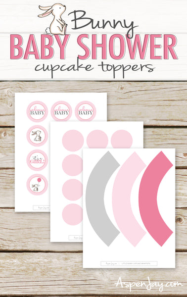 Pink Bunny Cupcake Toppers