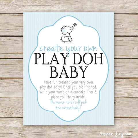 Blue Elephant Play Doh Baby Sign