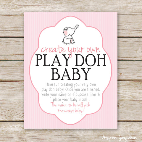Pink Elephant Play Doh Baby Sign