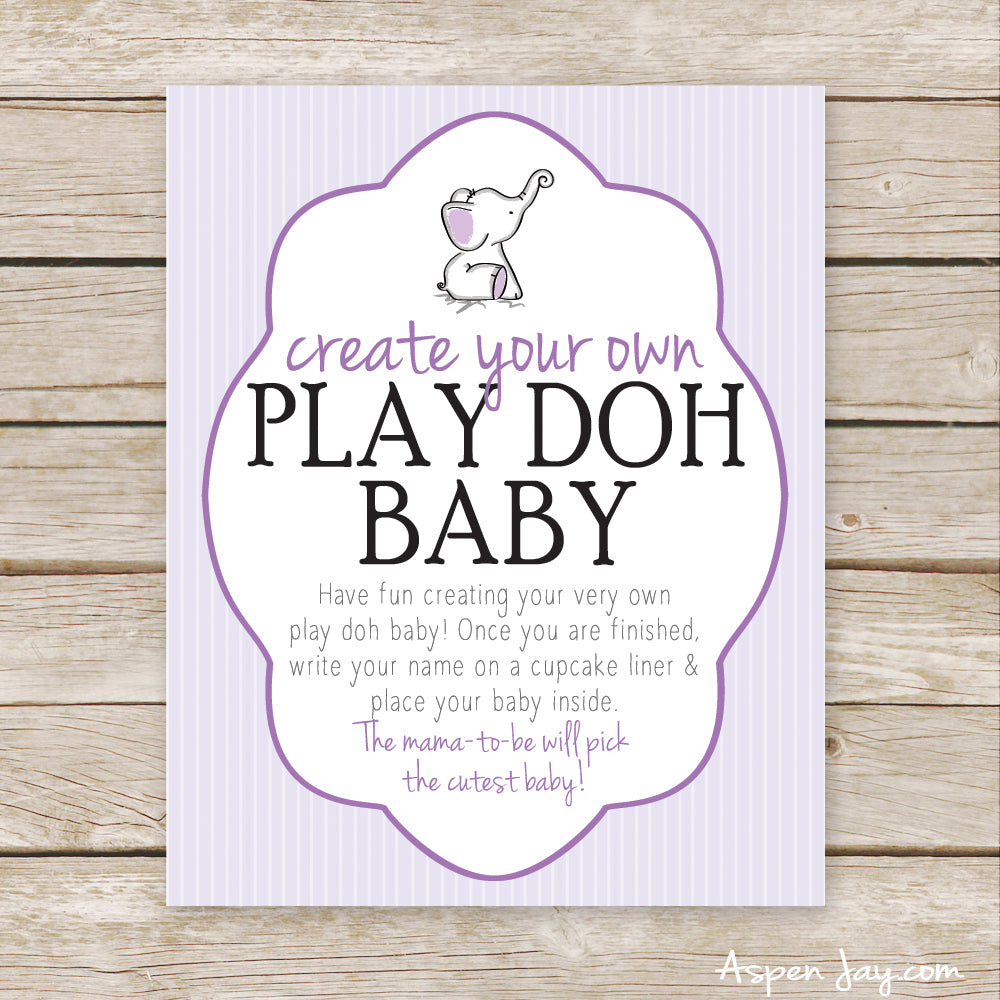 Purple Elephant Play Doh Baby Sign