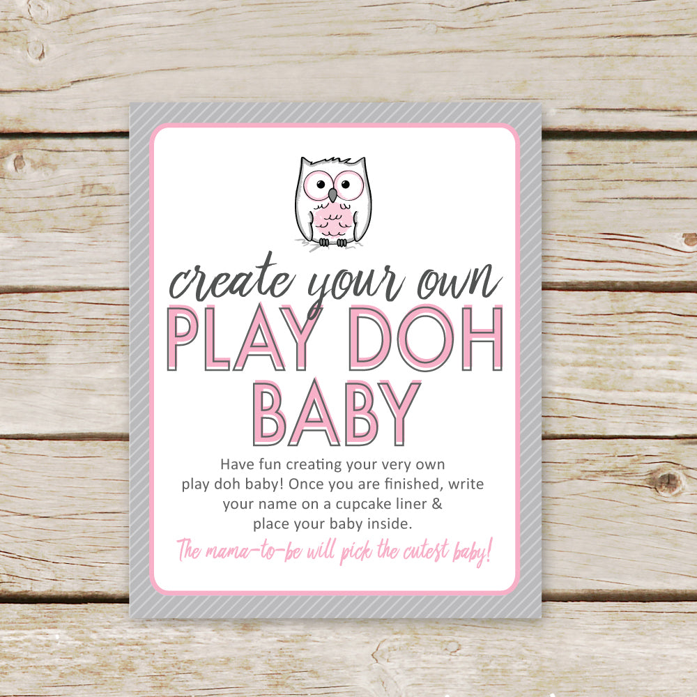 Pink Owl Play Doh Baby Sign