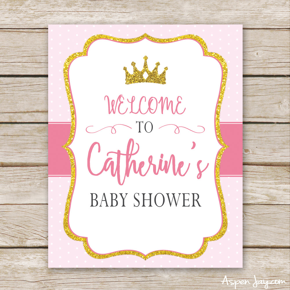Pink Princess Shower Welcome Sign