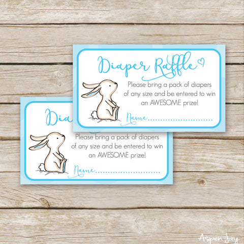 Blue Bunny Diaper Raffle Tickets & Sign