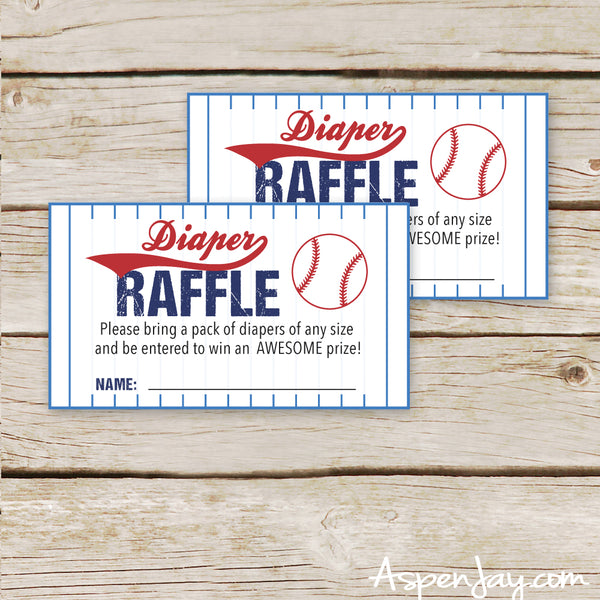 Baseball Diaper Raffle Tickets & Sign