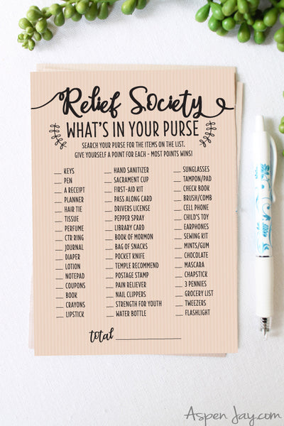 Relief Society What's in your Purse