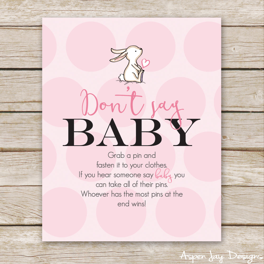 Pink Bunny Don't Say Baby Sign – AspenJay pink-bunny-don-t-say-baby-sign-aspenjay