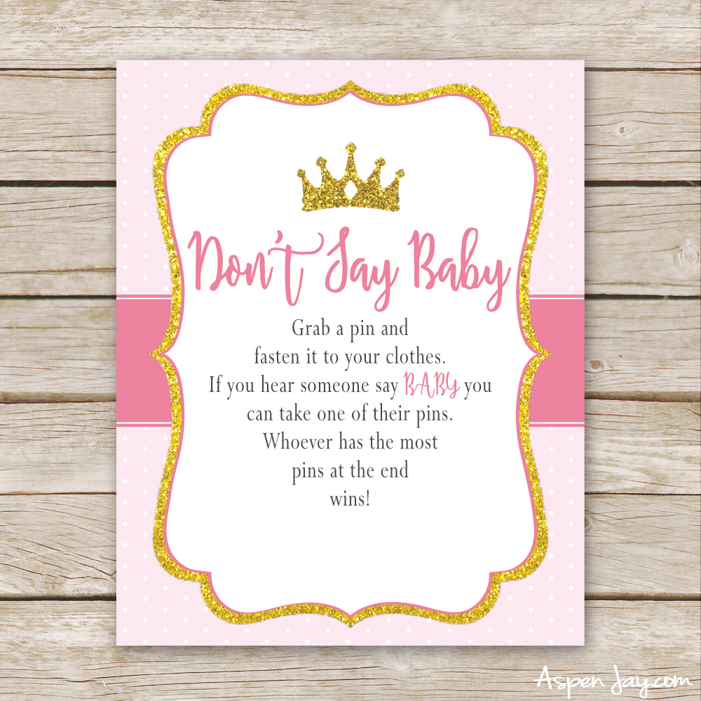 Pink Princess Don't Say Baby Sign