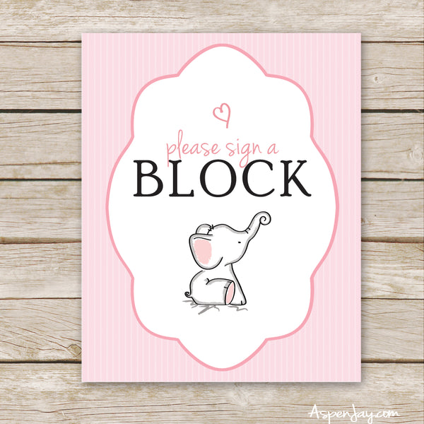 Pink Elephant Decorate a Block Sign