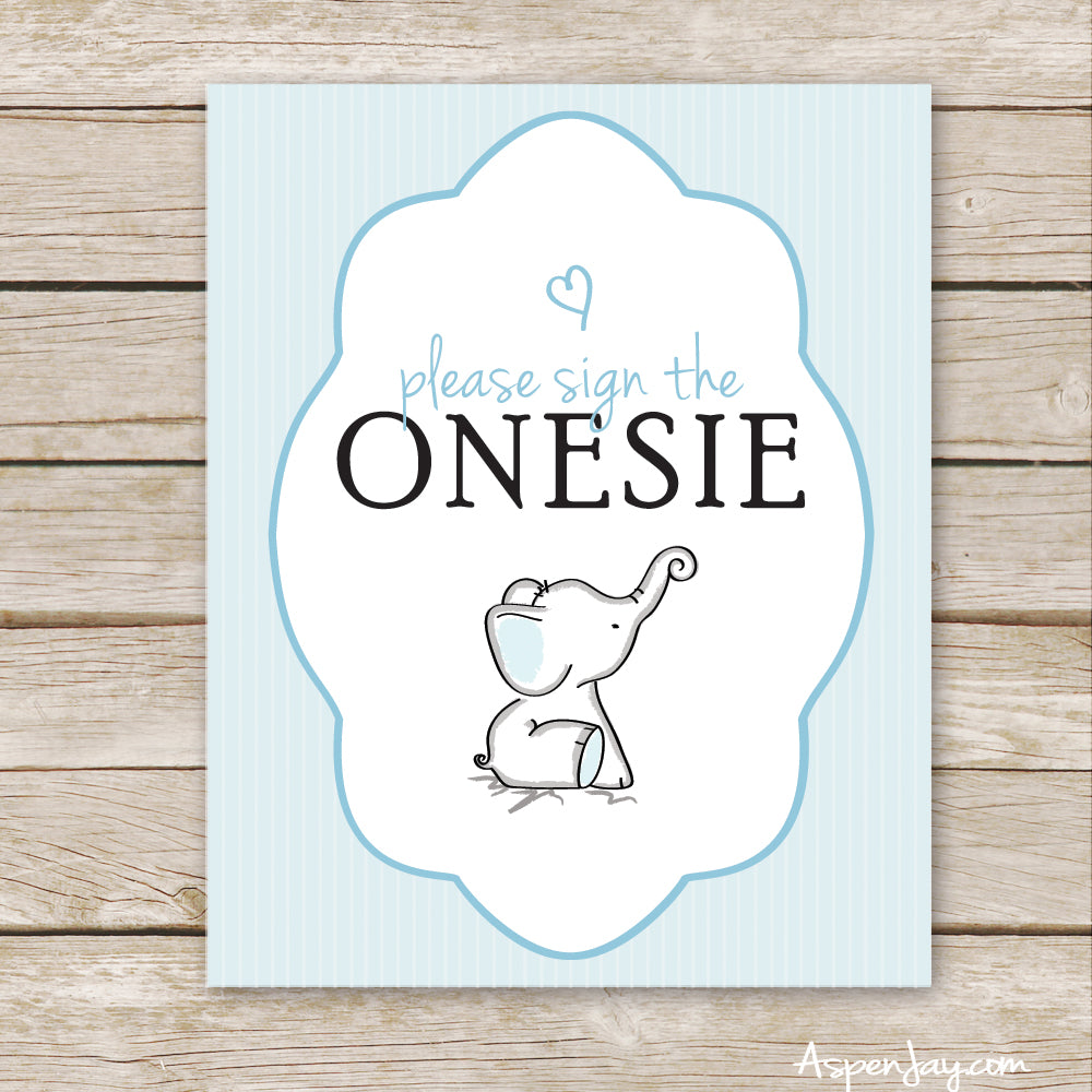 Blue Elephant Sign the Onesie Sign
